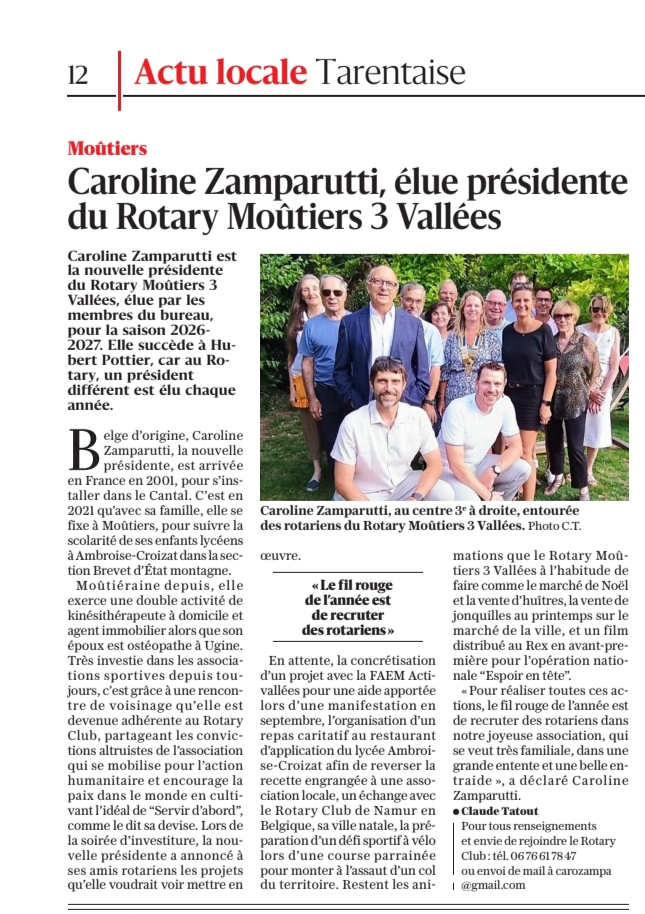 Changement de président au club c'est une présidente Caroline Zamparutti